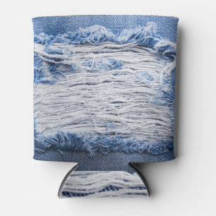 Enfriador De Latas Denim desgarrado: Textura azul