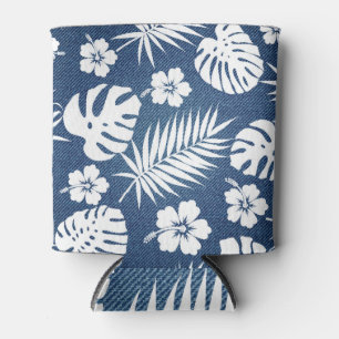 Enfriador De Latas Denim Tropical: Diseño de fondo con patrones.