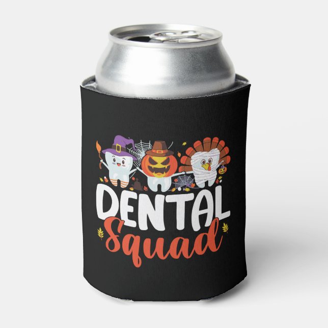 Enfriador De Latas Dental Squad Tooth Dentive Acción de Gracias Hallo (Lata Anverso)