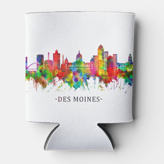 Enfriador De Latas Des Moines Iowa Skyline (Anverso)