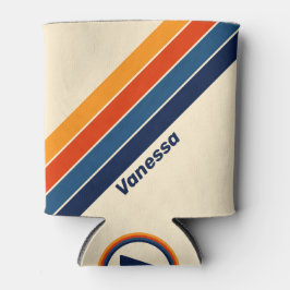 Enfriador De Latas Desierto Retro Arcoíris Rayado con Nombre