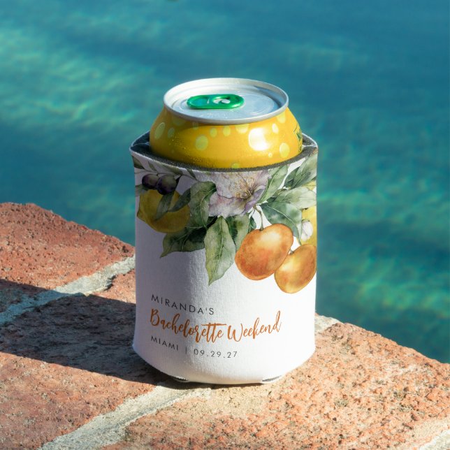 Enfriador De Latas Despedida de soltera Boho Acuarela Cítrico Limón N (Piscina in situ)