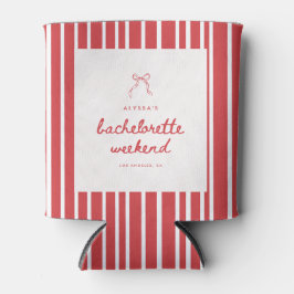 Enfriador De Latas Despedida de soltera con lazo rayado rojo y blanco