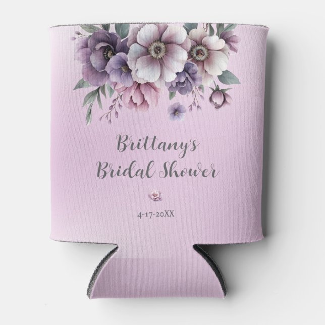 Enfriador De Latas Despedida de soltera lavanda floral acuarela  (Anverso)