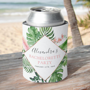 Enfriador De Latas Despedida de soltera Palmas Tropicales Rosa Dorado