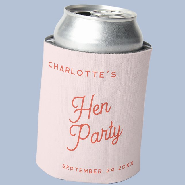 Enfriador De Latas Despedida de Soltera Personalizada con Letra Moder (Modern typography personalized name date hen party or hen do can cooler)