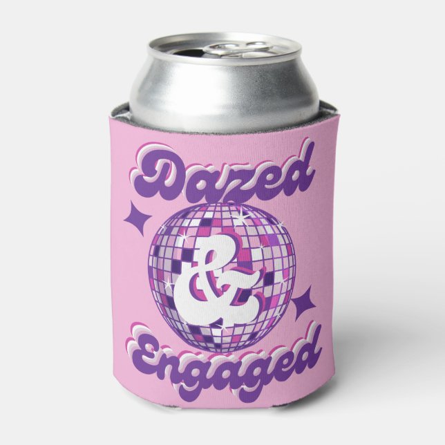 Enfriador De Latas Despedida de Soltera Retro Disco Dazed & Engaged (Lata Anverso)