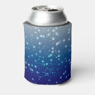 Enfriador De Latas Destellos de Navidad Estrellas Cielo Azul