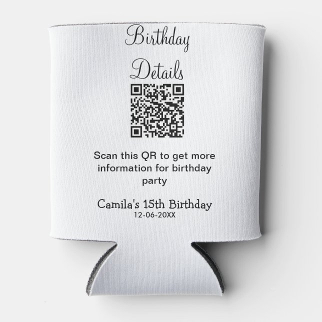 Enfriador De Latas Detalles de la fiesta de cumpleaños de QR scan mod (Anverso)