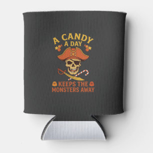 Enfriador De Latas Día de Dulces Pirata de Halloween Calavera Bastón