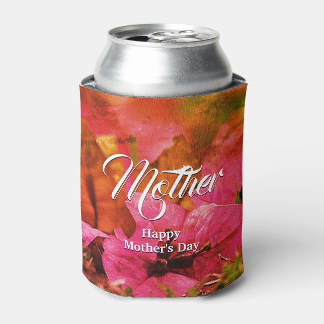 Enfriador De Latas DÍA DE LA MADRE Pink Floral FELIZ (Lata Anverso)