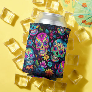 Enfriador De Latas Día de los Cránulos de Azúcar de Neón Muerto