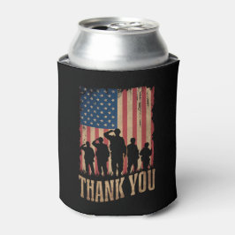 Enfriador De Latas Día de los Veteranos Bandera Americana Vintage Gra