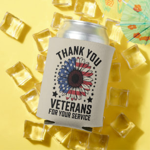 Enfriador De Latas Día de los Veteranos Militares del Girasol Gracias