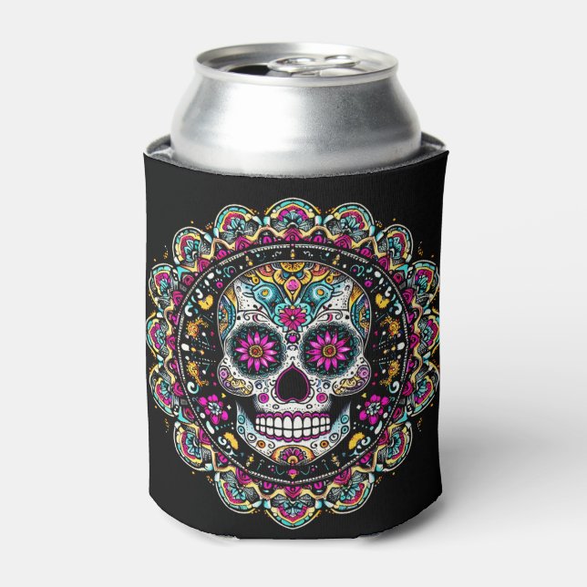 Enfriador De Latas Día de Muertos Día de la Muerte Mandala Halloween (Lata Anverso)