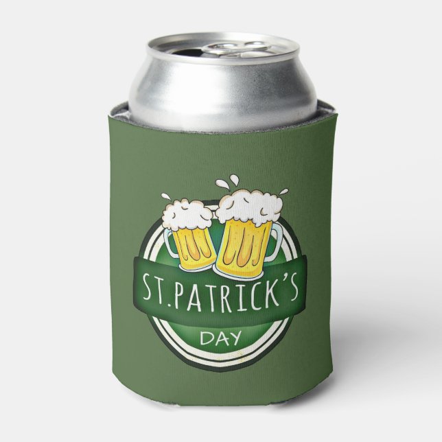 Enfriador De Latas Día de San Patricio, Cerveza Mugs, Verde Irlandés (Lata Anverso)