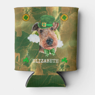 Enfriador De Latas Día de San Patricio personalizado de Airedale Terr