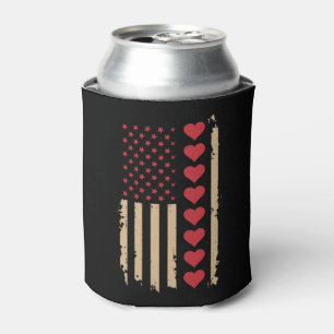 Enfriador De Latas Día de San Valentín Corazones Bandera de EE. UU.