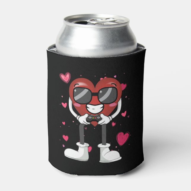 Enfriador De Latas Día de San Valentín Heart Video Gamer (Lata Anverso)