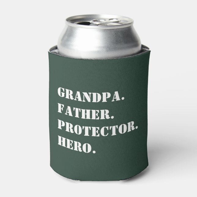 Enfriador De Latas Día del Padre Padre Abuelo Protector Hero Textos D (Lata Anverso)