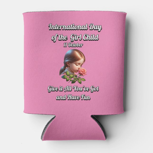 Enfriador De Latas Día Internacional del Chica. Diversión (Anverso)