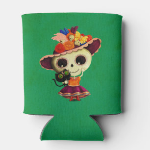 Enfriador De Latas Día mexicano lindo del chica muerto