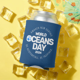 Enfriador De Latas Día Mundial de los Océanos Olas de la Tierra Estil