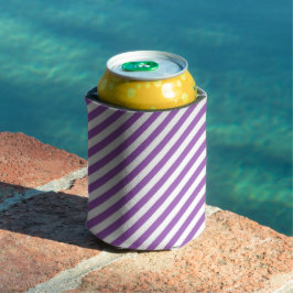 Enfriador De Latas Diagonal purple and white stripes pattern