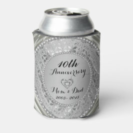 Enfriador De Latas Diamantes y plata décimo aniversario Boda
