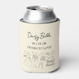 Enfriador De Latas Dibujado a Mano Doodle Despedida de Soltera Amaril