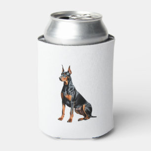 Enfriador De Latas Dibujo a lápiz de color de un Pinscher Doberman. E