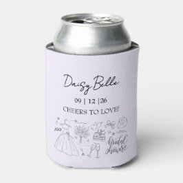 Enfriador De Latas Dibujo a Mano Doodle Despedida de Soltera Morado