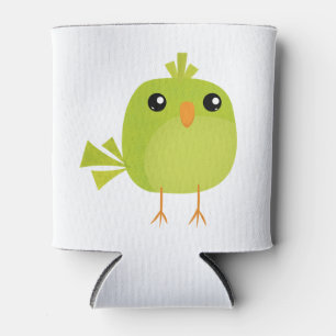 Enfriador De Latas Dibujo animado de pájaro verde lindo