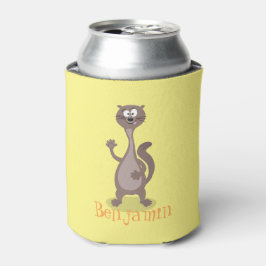 Enfriador De Latas Dibujo de caricatura de comadreja divertida dicien