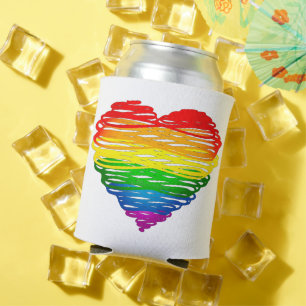 Enfriador De Latas Dibujo de la forma del corazón garabateado por el