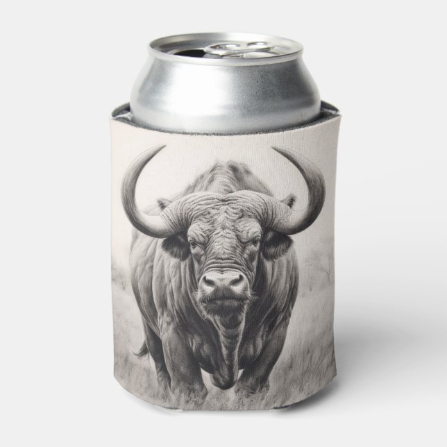 Enfriador De Latas Dibujo de lápiz de búfalo africano (Lata Anverso)