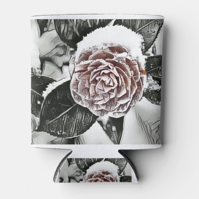 Enfriador De Latas Dibujo de Rosa congelado con niebla (Anverso)