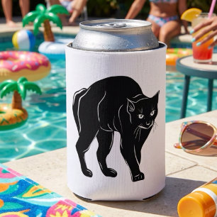 Enfriador De Latas Dibujo de silueta de gato negro merodeando en Hall