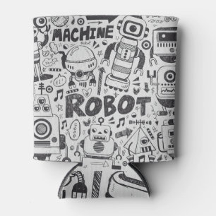 Enfriador De Latas Dibujo del ilustrador del robot Doodle