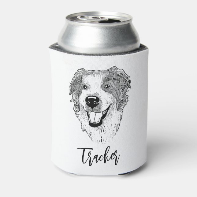 Enfriador De Latas Dibujo manual personalizado de perro pastor austra (Reverso de la lata)