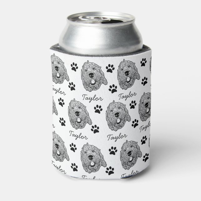 Enfriador De Latas Dibujo personalizado del perro personalizado Golde (Reverso de la lata)