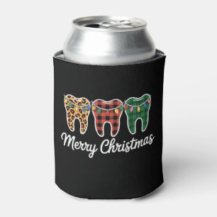 Enfriador De Latas Dientes Feliz Navidad Leopardo Cuadros Luces Denti