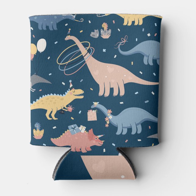 Enfriador De Latas Dino Delight: Diversión de la fiesta de cumpleaños (Anverso)