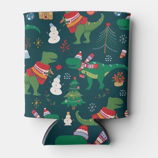 Enfriador De Latas Dinosaur T-Rex: Navidades Año Nuevo. (Anverso)