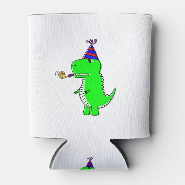 Enfriador De Latas Dinosaurio Cute Happy Birday (Anverso)