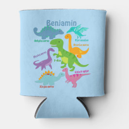 Enfriador De Latas Dinosaurio Infantil Y Nombres Azul
