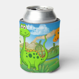Enfriador De Latas Dinosaurio Naranja verde infantil personalizado