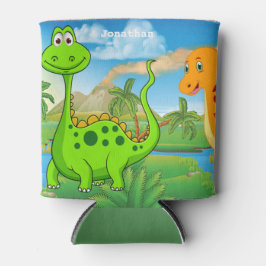 Enfriador De Latas Dinosaurio Naranja verde infantil personalizado