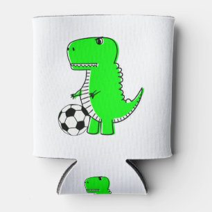 Enfriador De Latas Dinosaurio Verde ama el fútbol