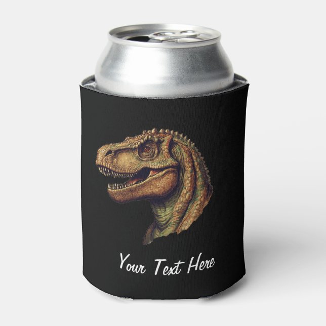 Enfriador De Latas Dinosaurio verde rojo personalizado T-Rex Tyrannos (Lata Anverso)